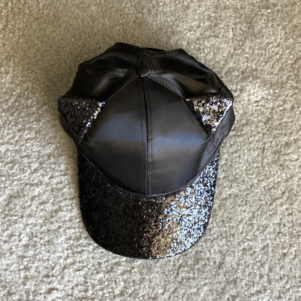 Black Glitter Women's Cap with Ears